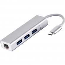 Адаптер (переходник) USB Type-C to Ethernet +USB 3.0 multiple USB Hub